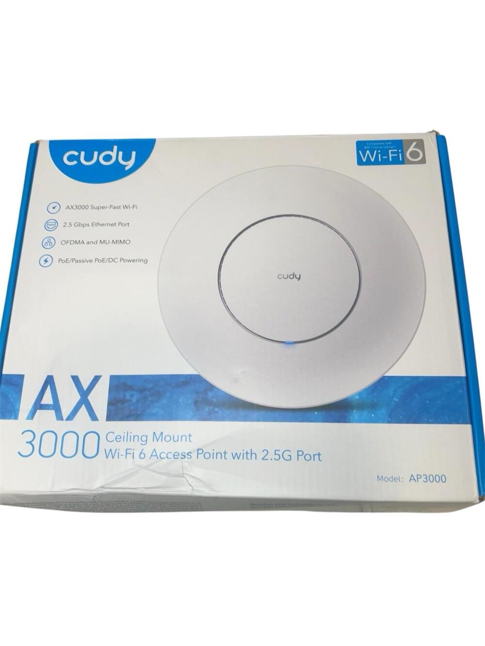 Cudy AX3000 Wi-Fi 6 Ceiling/Wall Access Point with 2.5G Port RJ45 - New Open Box